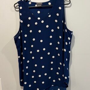 Vince Camuto Blue Polka Dot Sleeveless Blouse